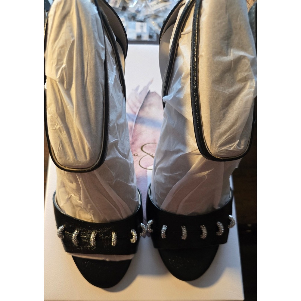 Jessica Simpson Juminee Black Metallic Fizz Stiletto Sandals Womens 8.5M NEW